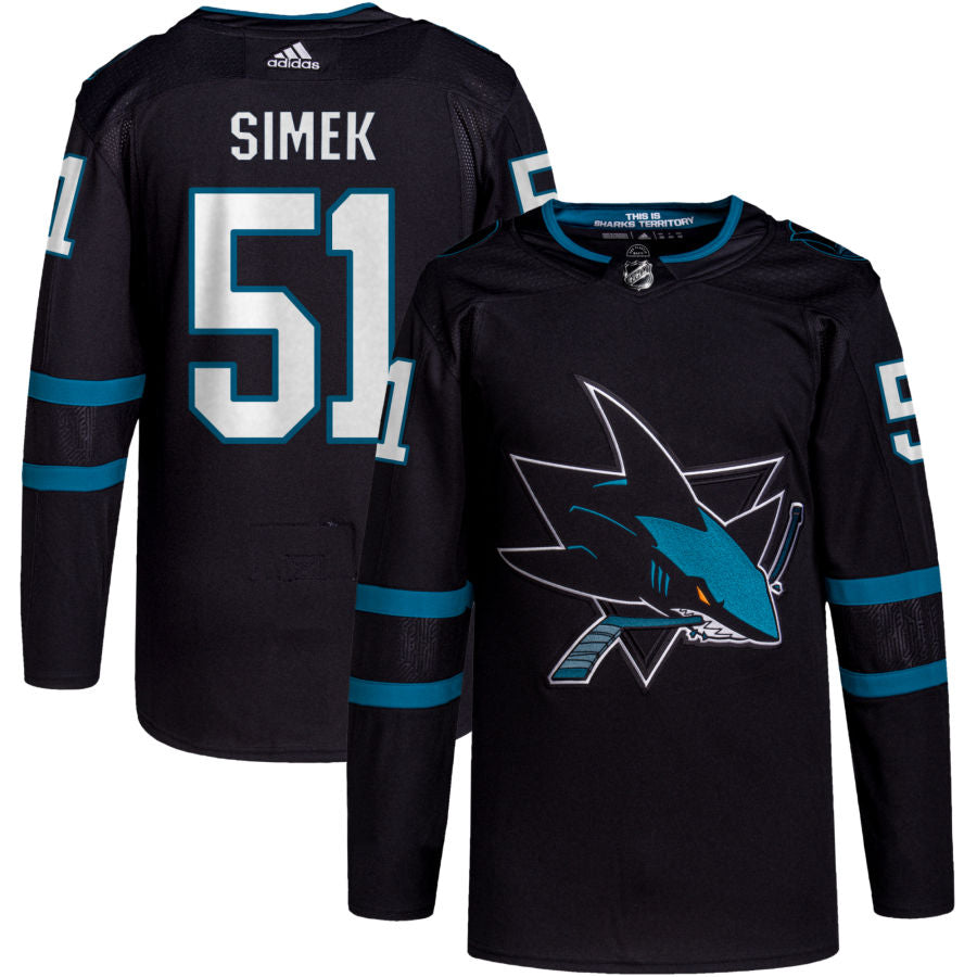 Radim Simek San Jose Sharks adidas Alternate Primegreen Authentic Pro Jersey - Black